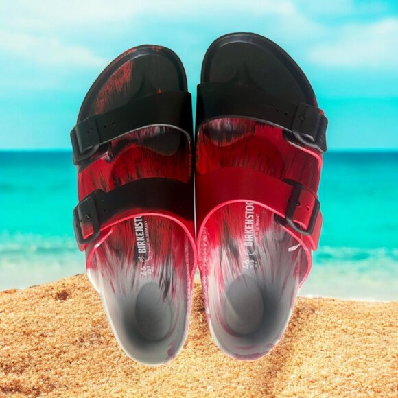 NEW! BIRKENSTOCK RED / BLACK ARIZONA EVA SANDALS - Size 13 - Picture 7 of 8